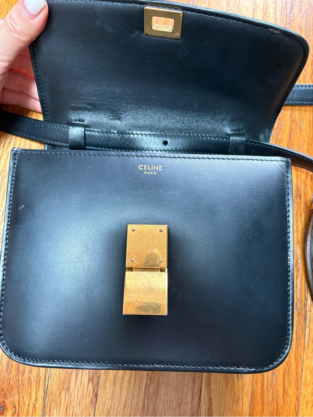 Celine classic box black golld teen leather bag - Picture 5 of 8